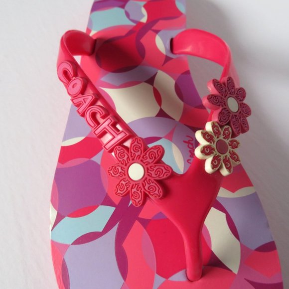 NWOT COACH KERRIE PINK FLORAL FLIP FLOP SANDALS 8 - Picture 4 of 8